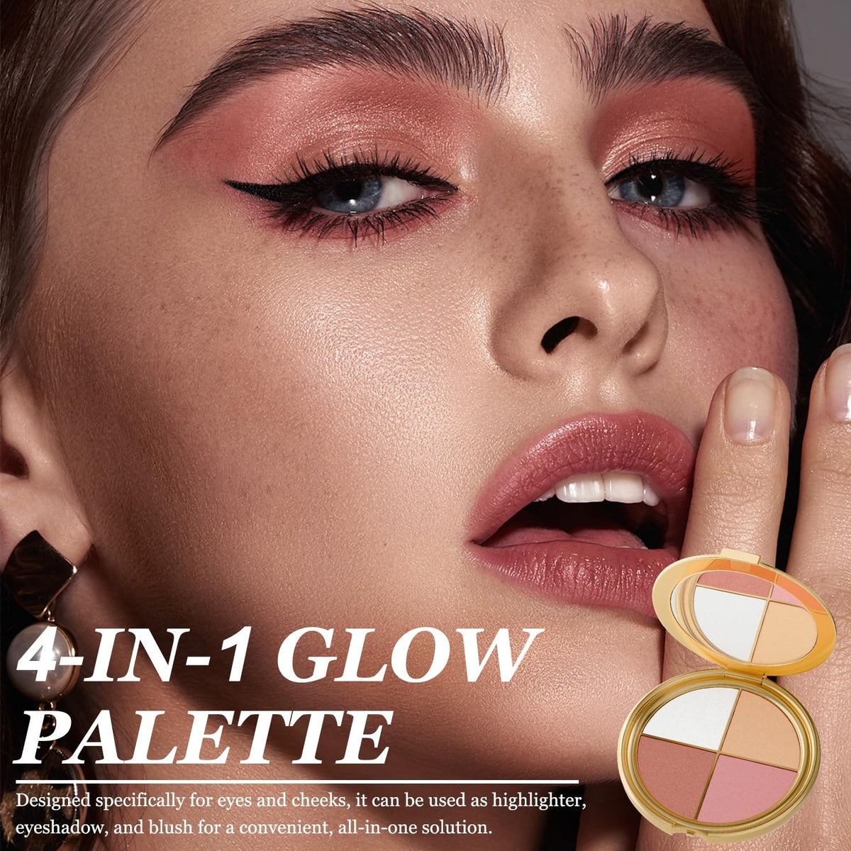 Multifunctional Eye & Cheek Makeup Palette with Highlighters and Eyeshadows
