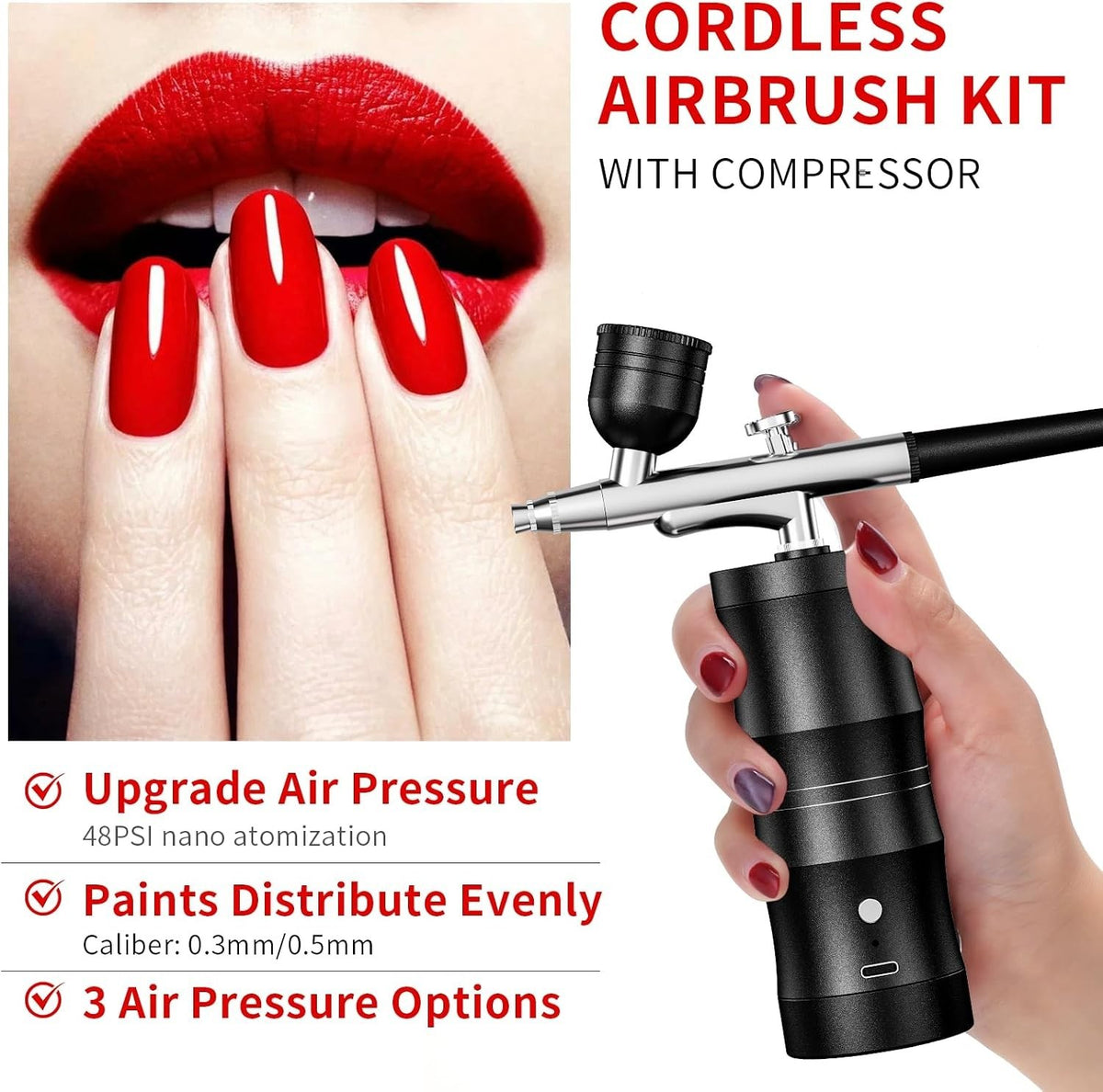 Professional Airbrush Kit with Compressor for Art, Makeup, Nail & Cake Decorating