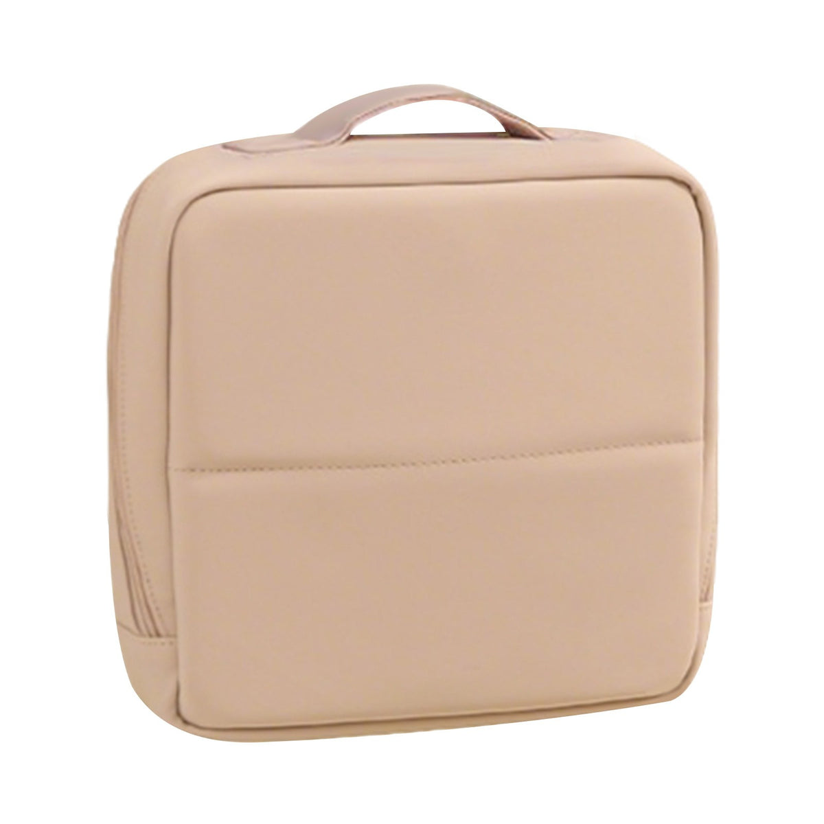 Large Stand-Up PU Cosmetic Bag with Multi-Layered Interior & Handle