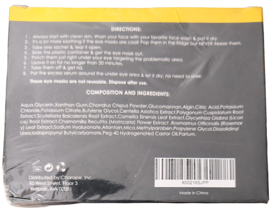 Golden-Glow Under Eye Patches - Rejuvenating Hydrating Treatment for Bags & Fine Lines, 20 Pairs