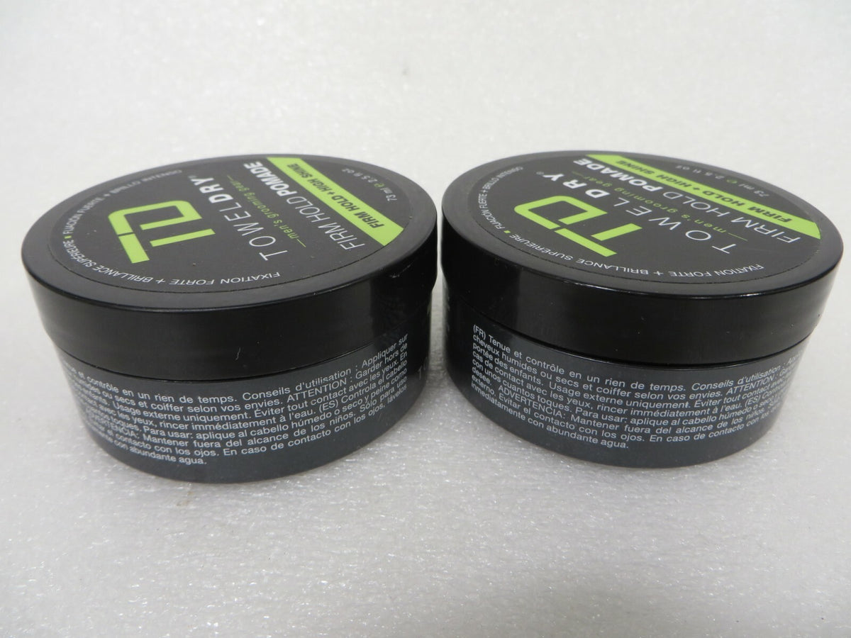 Towel Dry Firm Hold Pomade 2.5 oz - High Shine Hair Styling Gel - Lot of 2