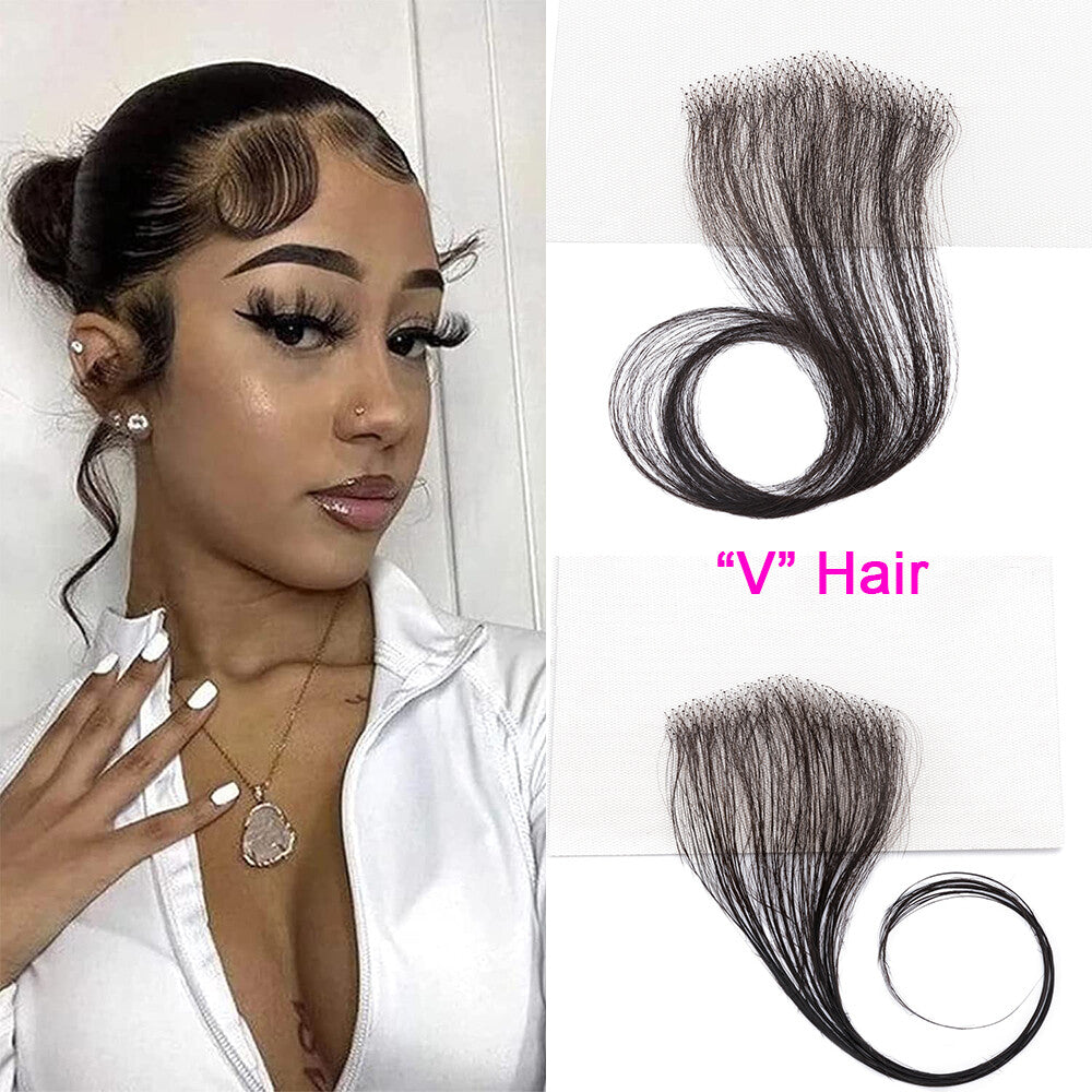 Reusable Human Hair Baby Hair Strips for Natural Hairline - Black, Easy to Apply