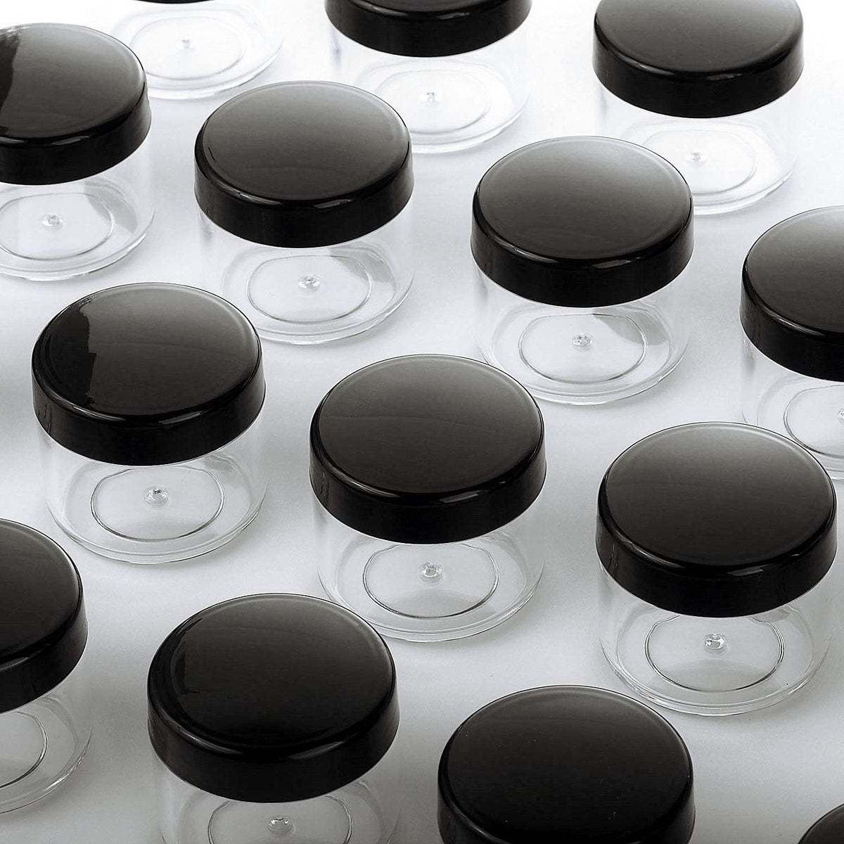 Refillable Cosmetic Containers with Lids - 20g Black Sample Jars, 100 pcs