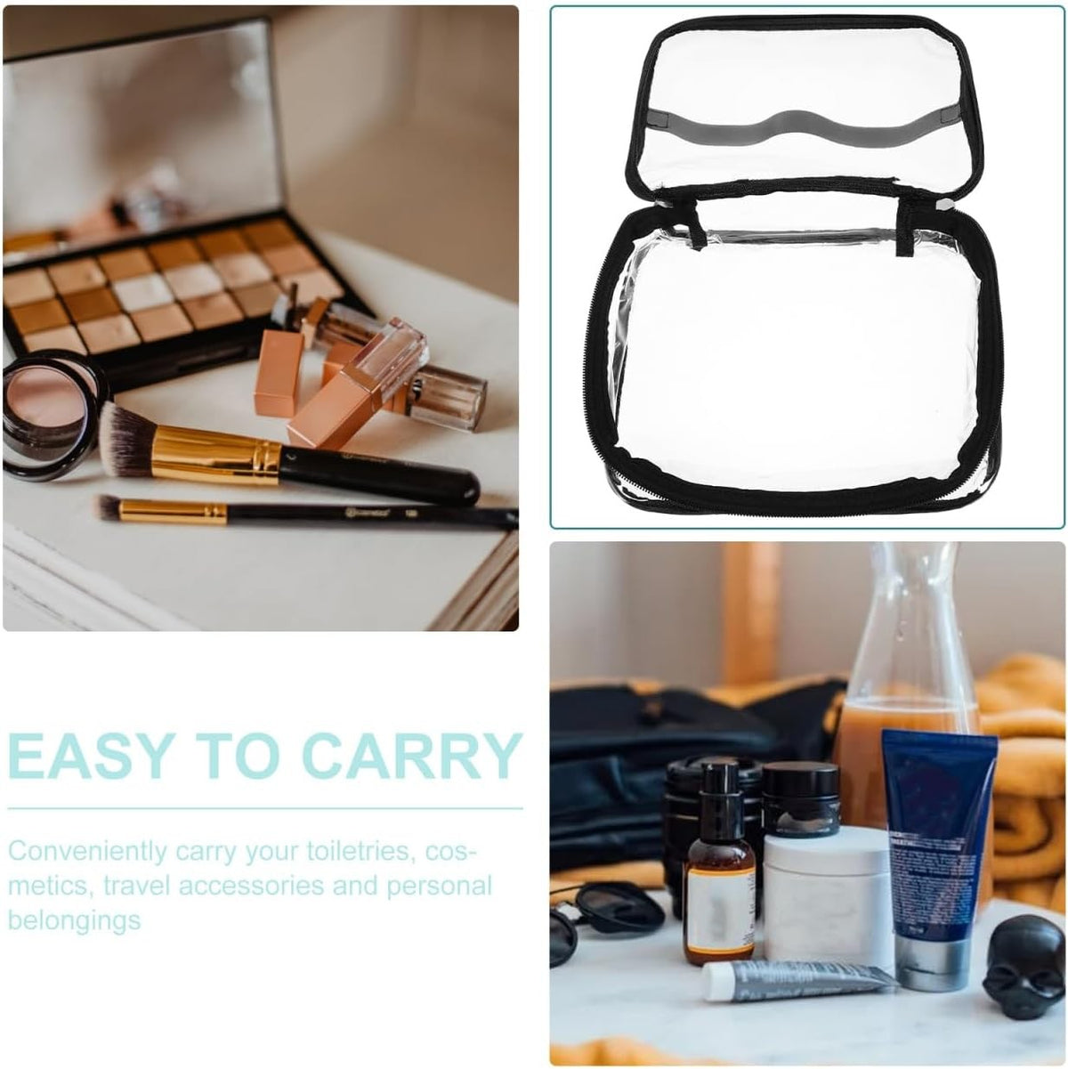 Clear Handheld Lunch Bag 9.84x7.87x3.34 Inches PVC Travel & Makeup Storage