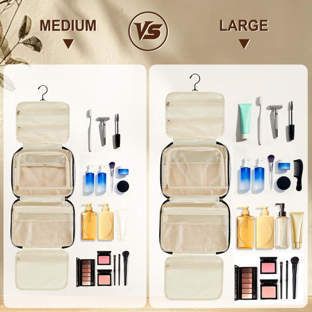 Water-Resistant Hanging Travel Toiletry Bag with Organizer & Hook