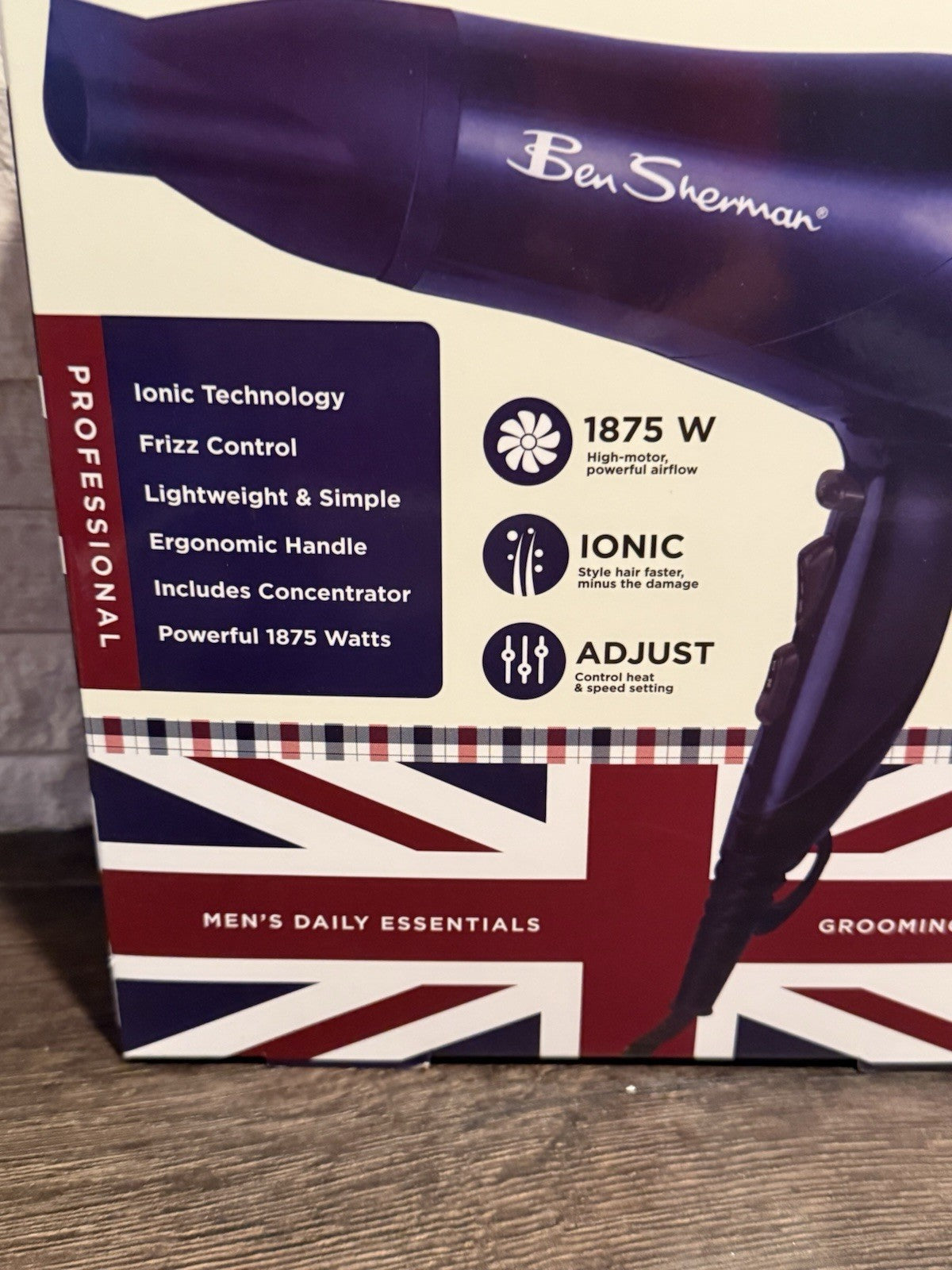 Ben Sherman Ionic Tourmaline Hair Dryer for Men 1875W Frizz Control Lightweight
