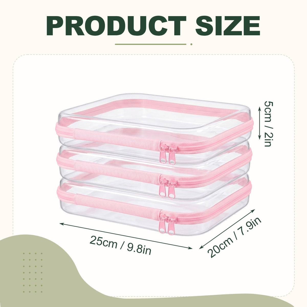 Clear Hard Shell Zipper Cases - 3 Pack Medium Travel & Storage Pouches