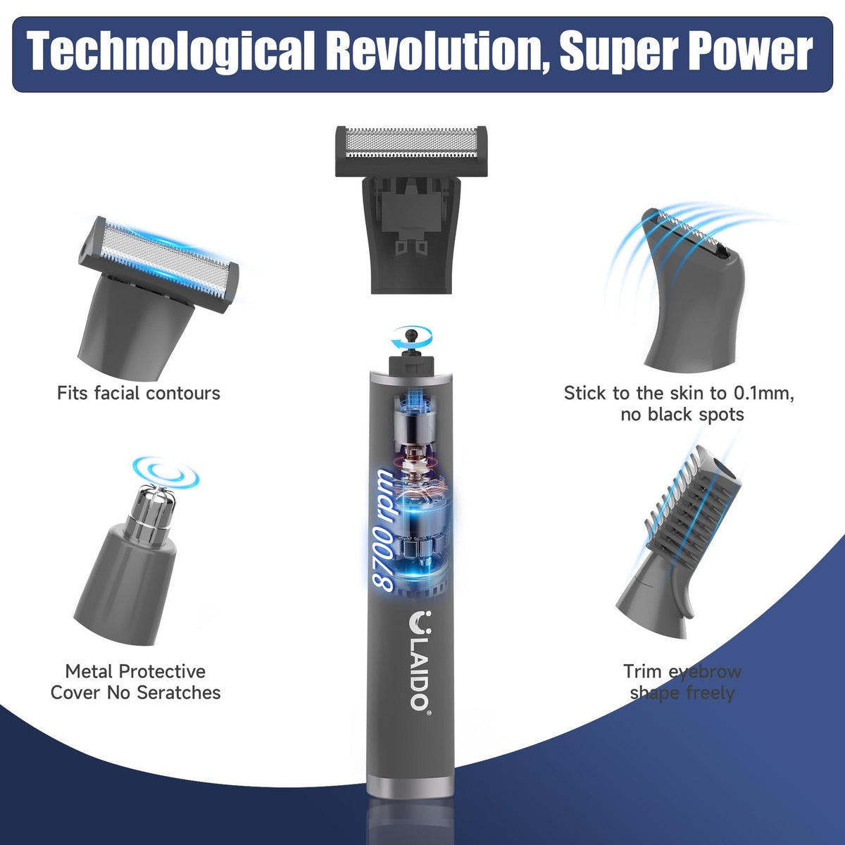 Men's 4-in-1 Body Hair Trimmer with 4 Heads, USB-C Fast Charging