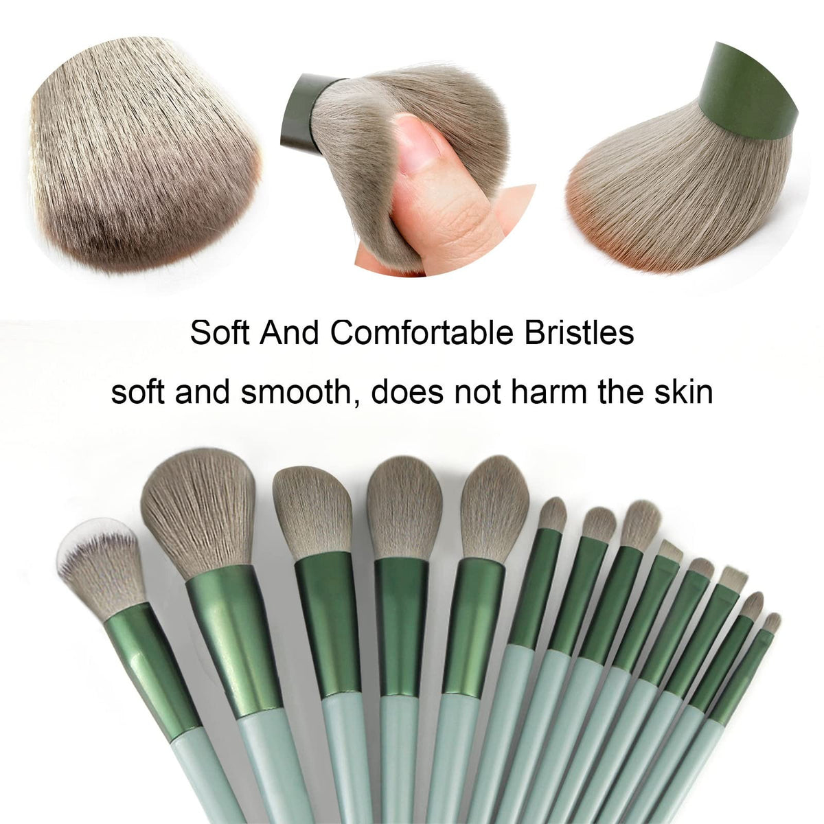 Makeup Brush Set 22 Pcs with Storage Bag & Accessories - Green