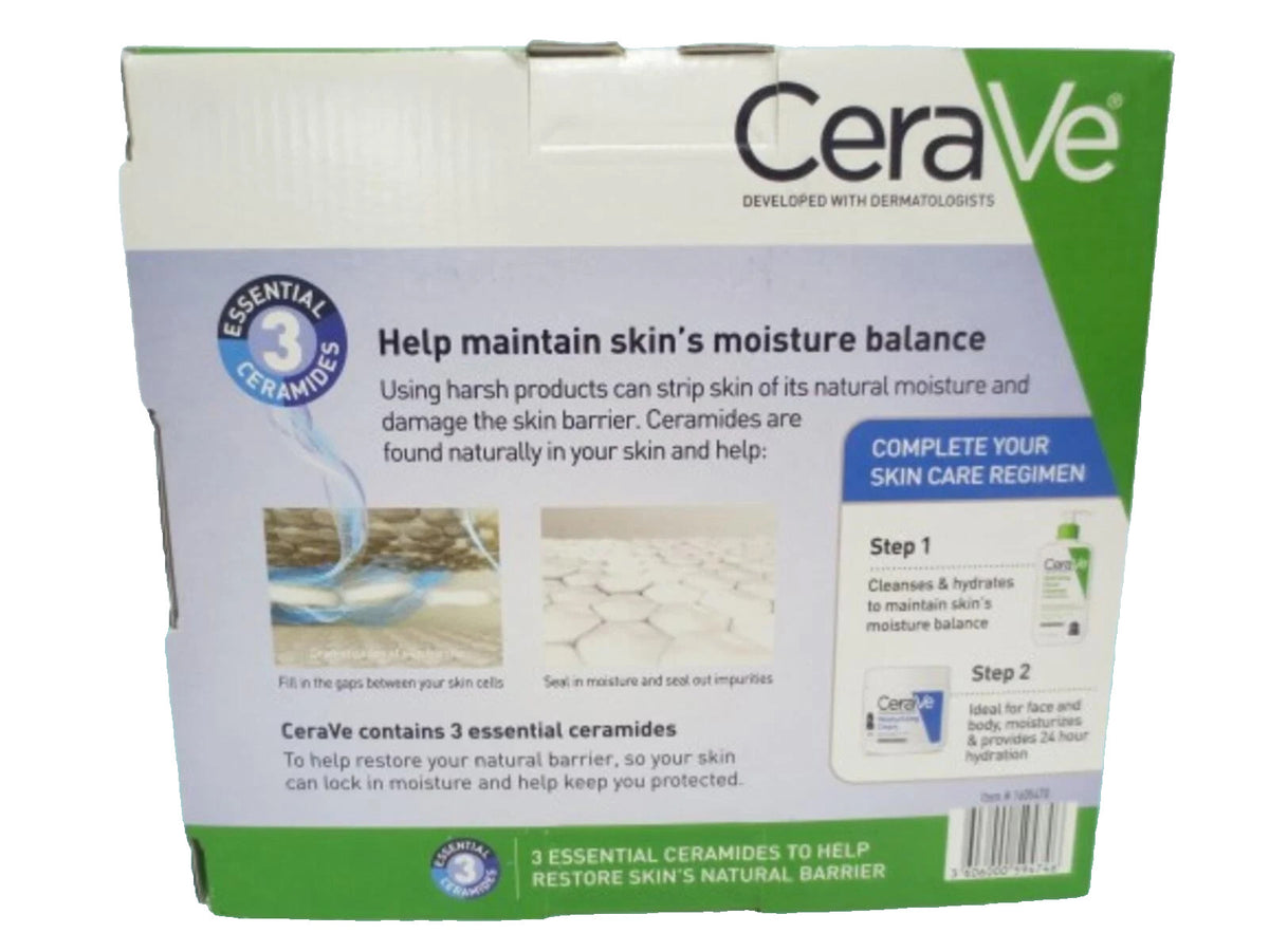 CeraVe Hydrating Facial Cleanser for Normal to Dry Skin 12 oz & 3 oz 3-Piece Gift Set