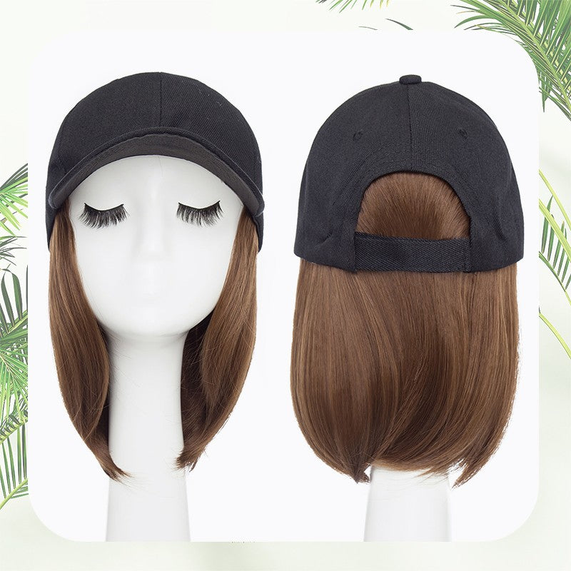 Baseball Cap with Hair Extensions - Wavy & Straight Human-Like Hairpiece