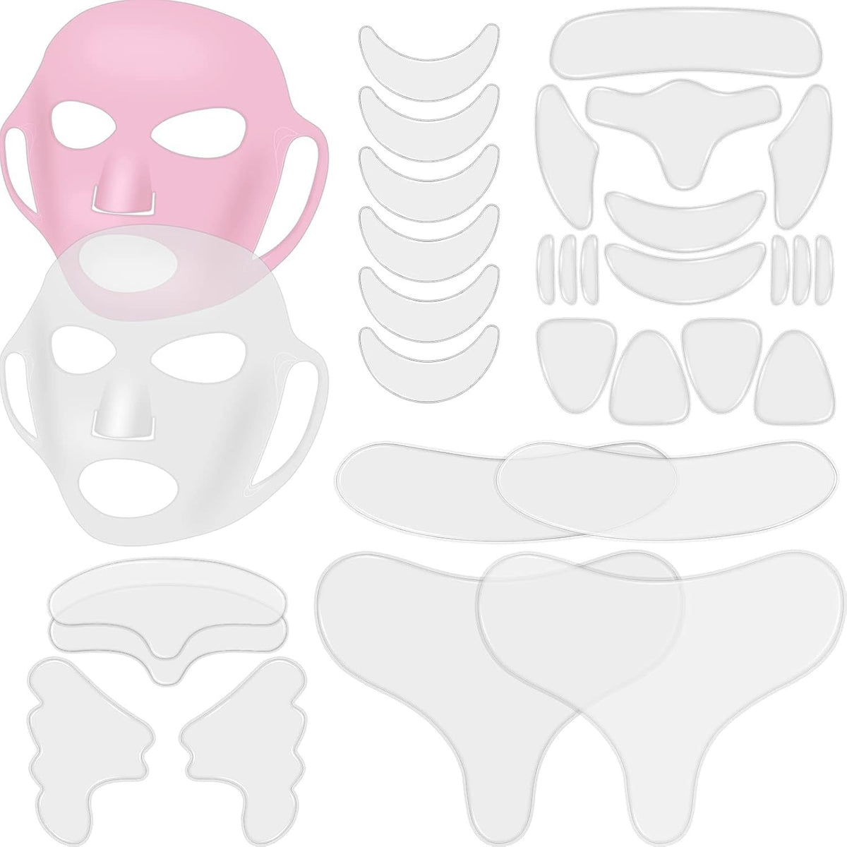 32 Pcs Reusable Silicone Face Mask & Anti-Wrinkle Patch Set