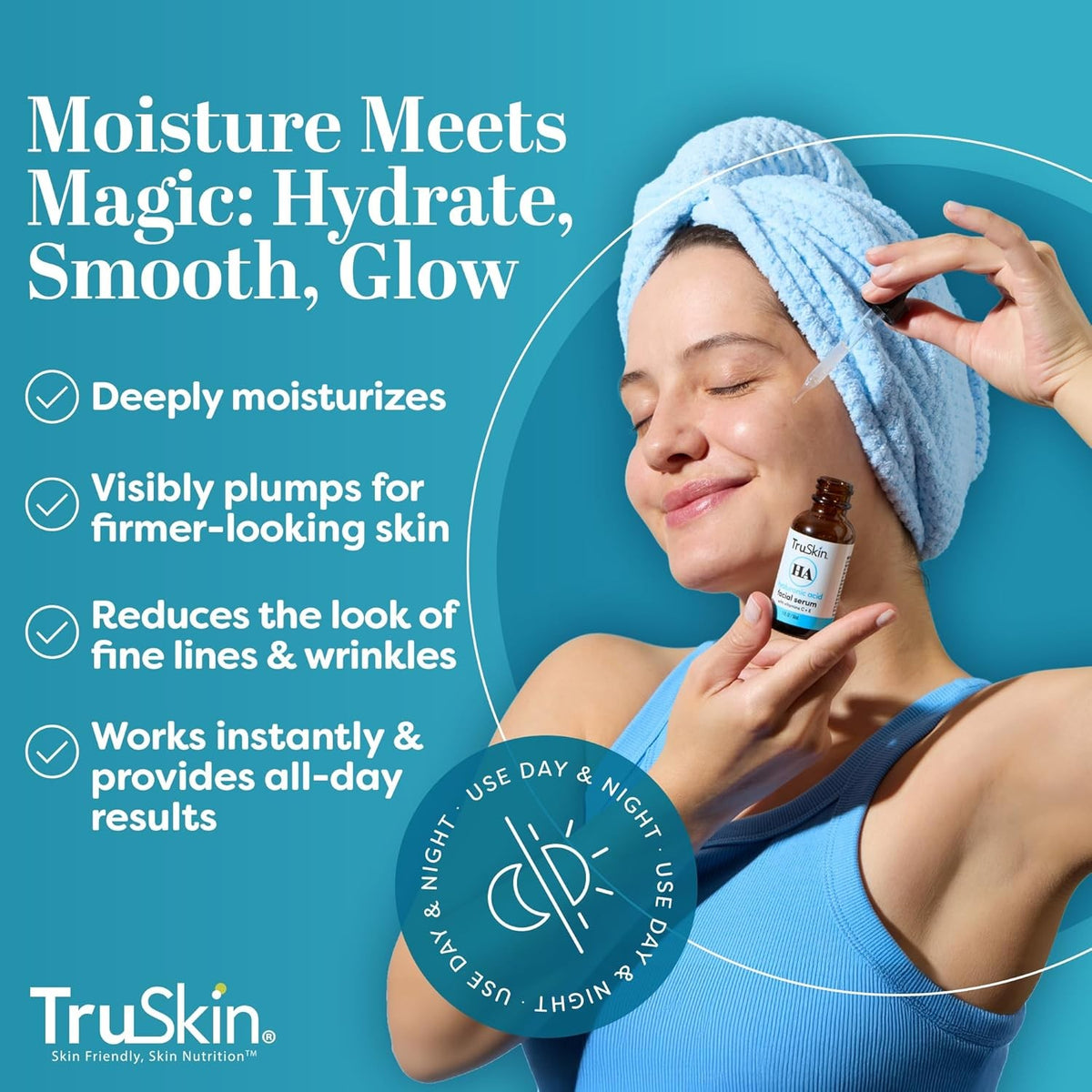 Hyaluronic Acid Facial Serum with Vitamin C & E - 1oz, Hydrating Skin Care