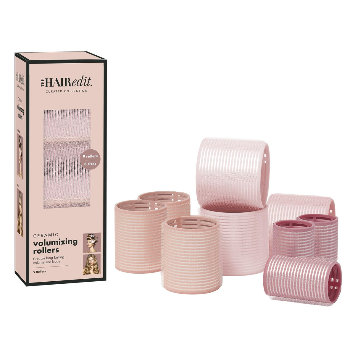 Ceramic Core Hair Rollers Set - Pink 1.5