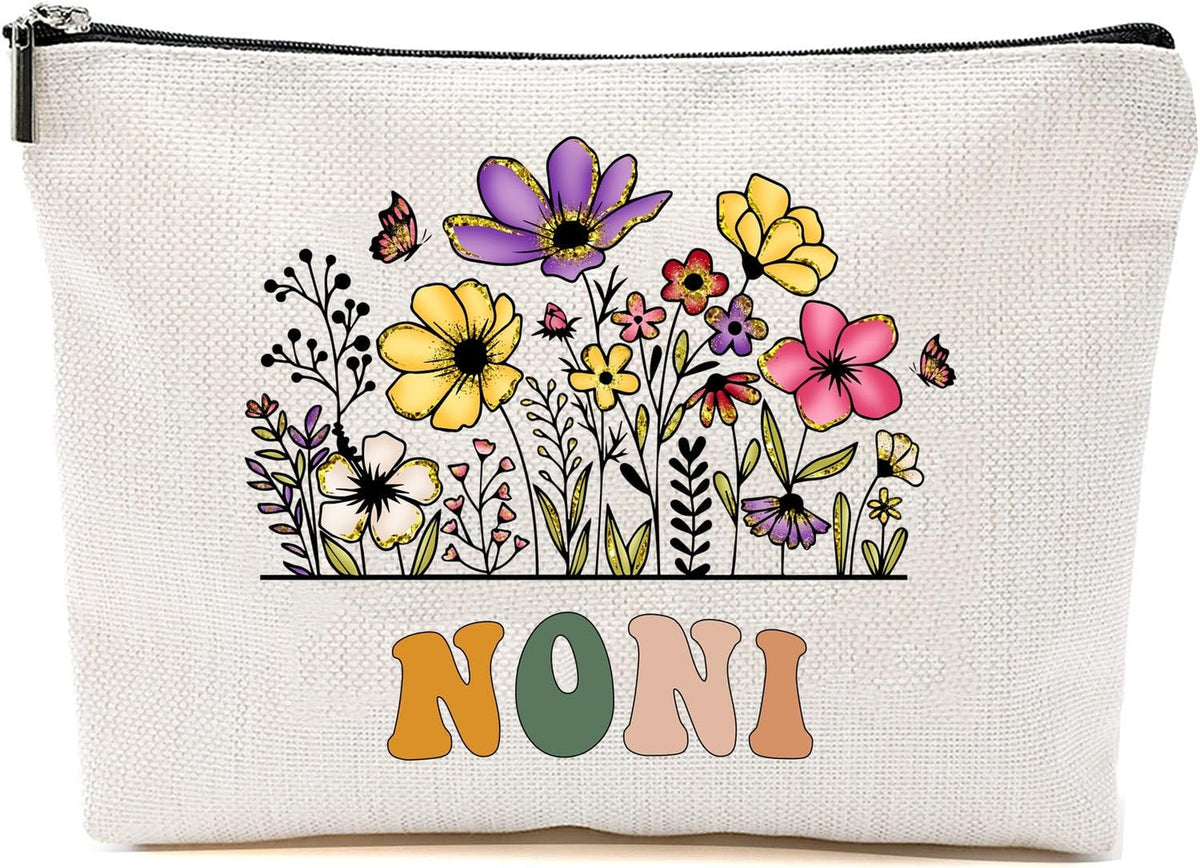 Travel Makeup Bag with Noni Wildflowers - Cosmetic Organizer for Women