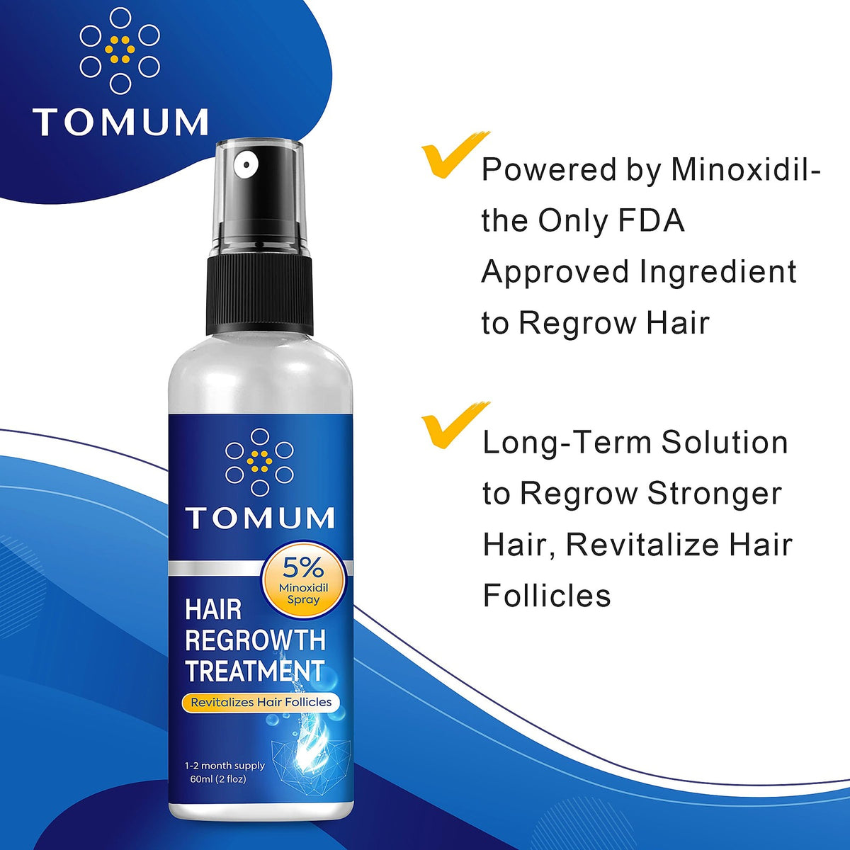 5% Minoxidil Topical Spray Hair Regrowth Treatment - 2 Pack