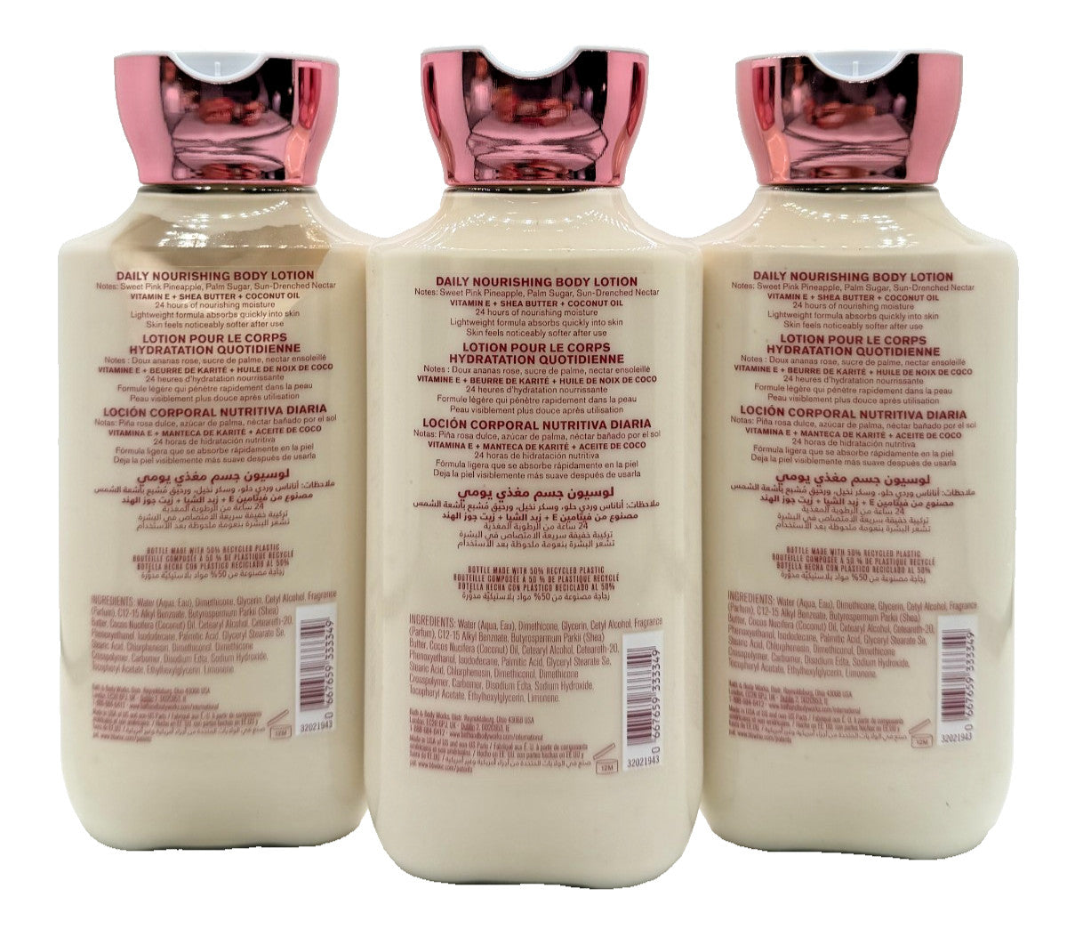 Bath & Body Works Body Lotion - Costa Pink Pineapple Sunrise, 8 oz (3-Pack)