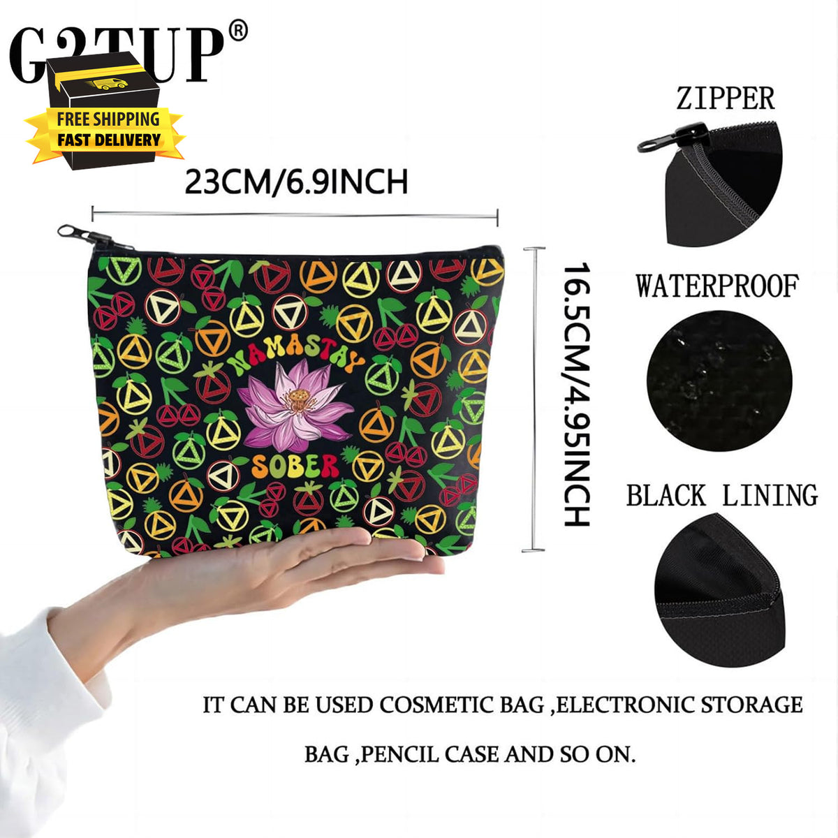 Sober Recovery Makeup Cosmetic Bag for Women - 12 Step Sobriety Gift