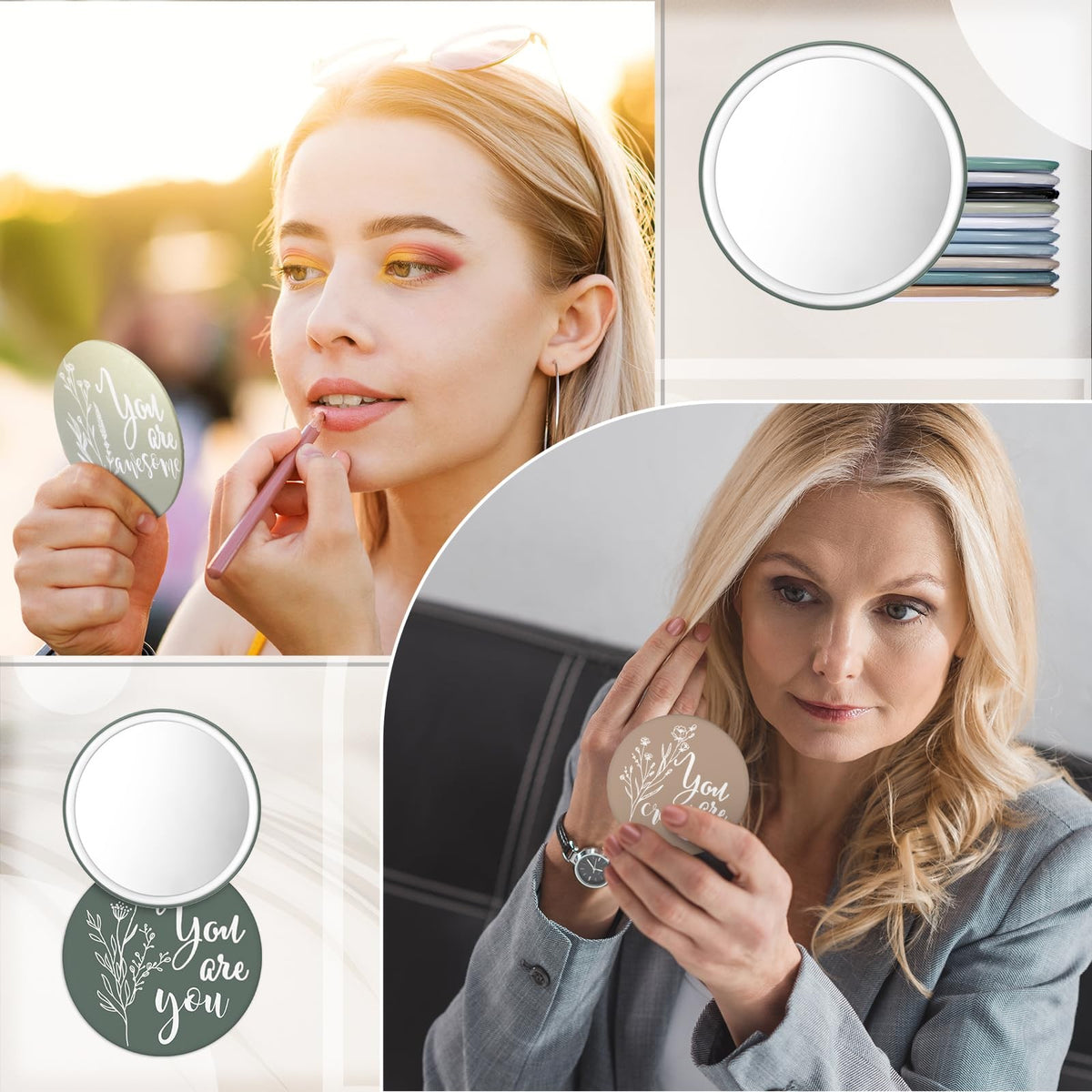 30 Pack Inspirational Compact Pocket Mirrors for Women - 2.76 Inch