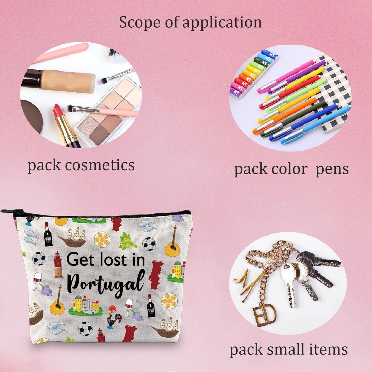 Travel Makeup Bag with Water-Resistant Canvas, Portable Organizer for Cosmetics & Accessories