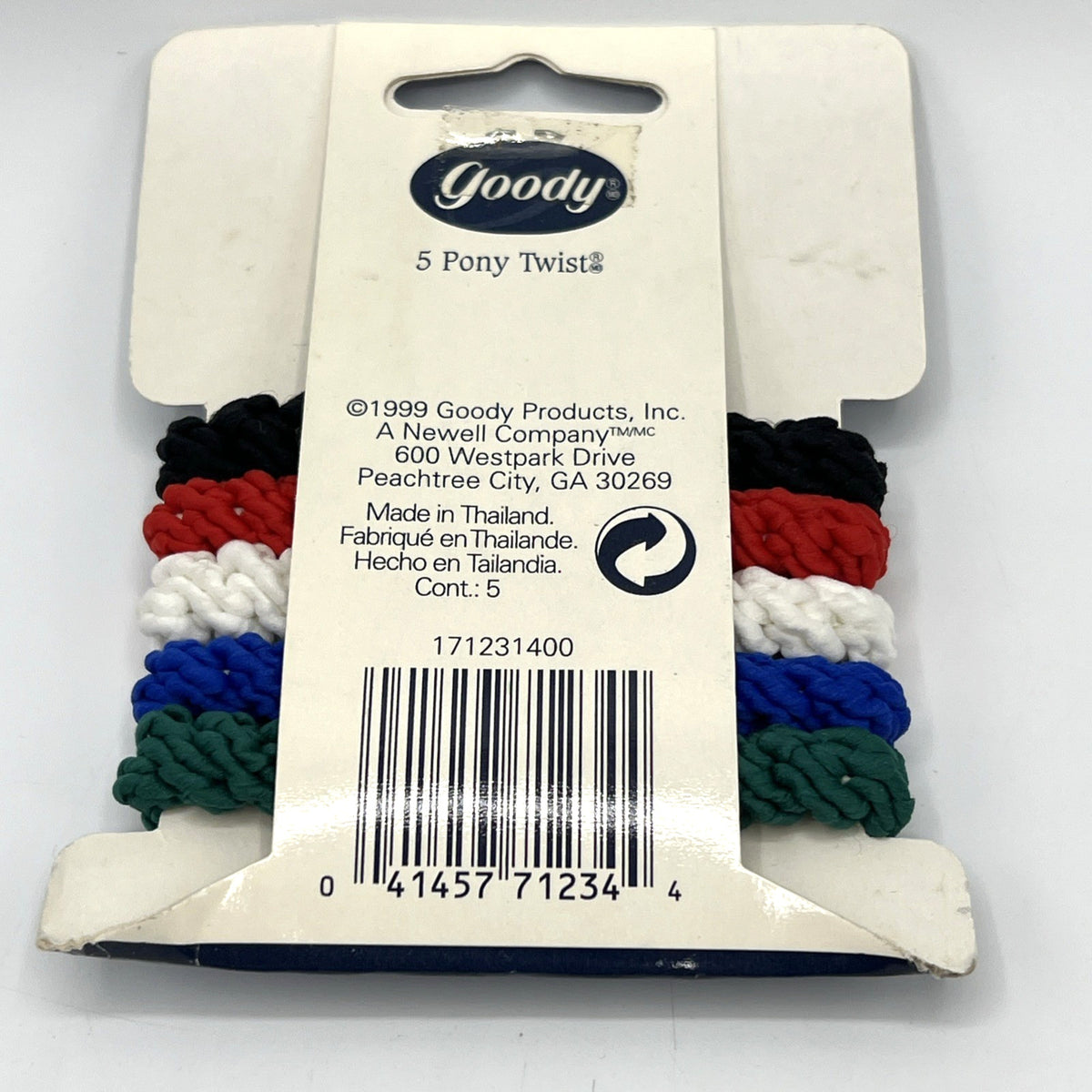 Goody Pony Twist Ponytail 5 Pc Black Pink White Blue Green #71234