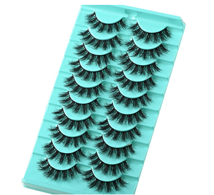 False Eyelashes Fluffy Wispy Faux Mink Criss-Cross Black 10 Pairs