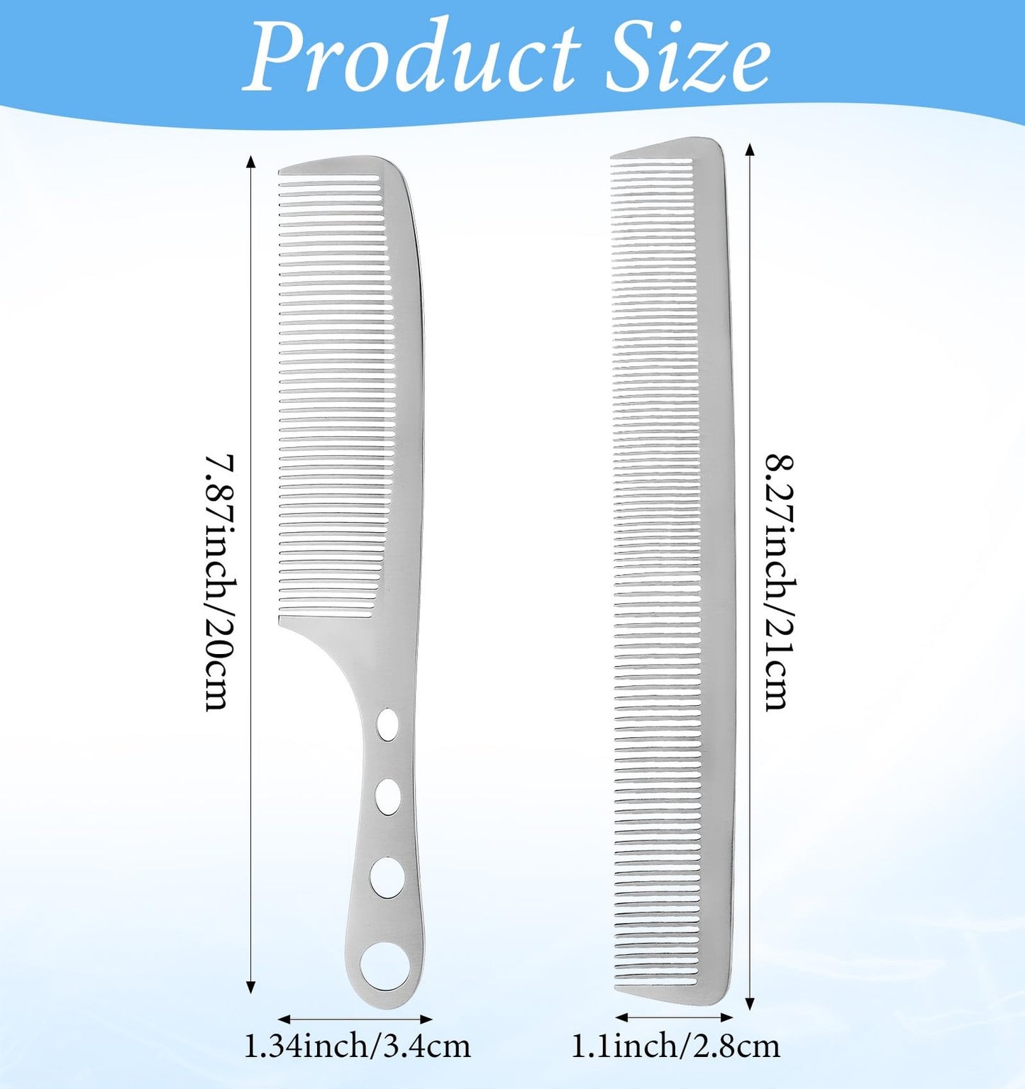2 Pcs Stainless Steel Hair Comb Set for Women and Men - Anti-Static & Detangling