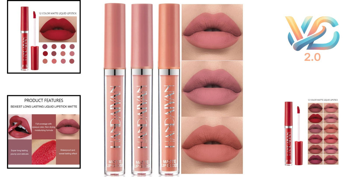 Matte Liquid Lipstick Set - Long Lasting, Moisturizing, 3 Shades