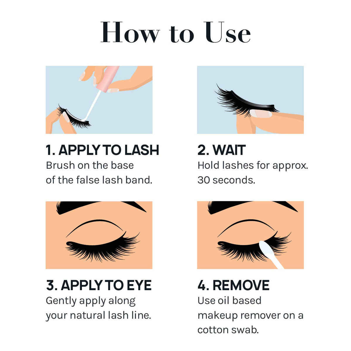 Waterproof Lash Glue 4-Pack - Strong Hold, Clear, Latex-Free False Eyelash Adhesive