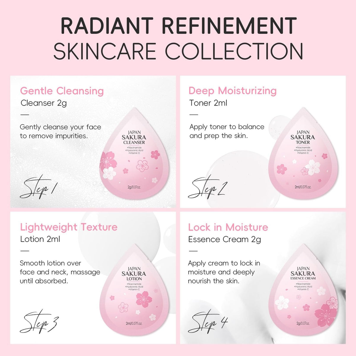 Travel Skincare Set - 28pcs Mini Cherry & Sakura Face Care Kit for On-the-Go