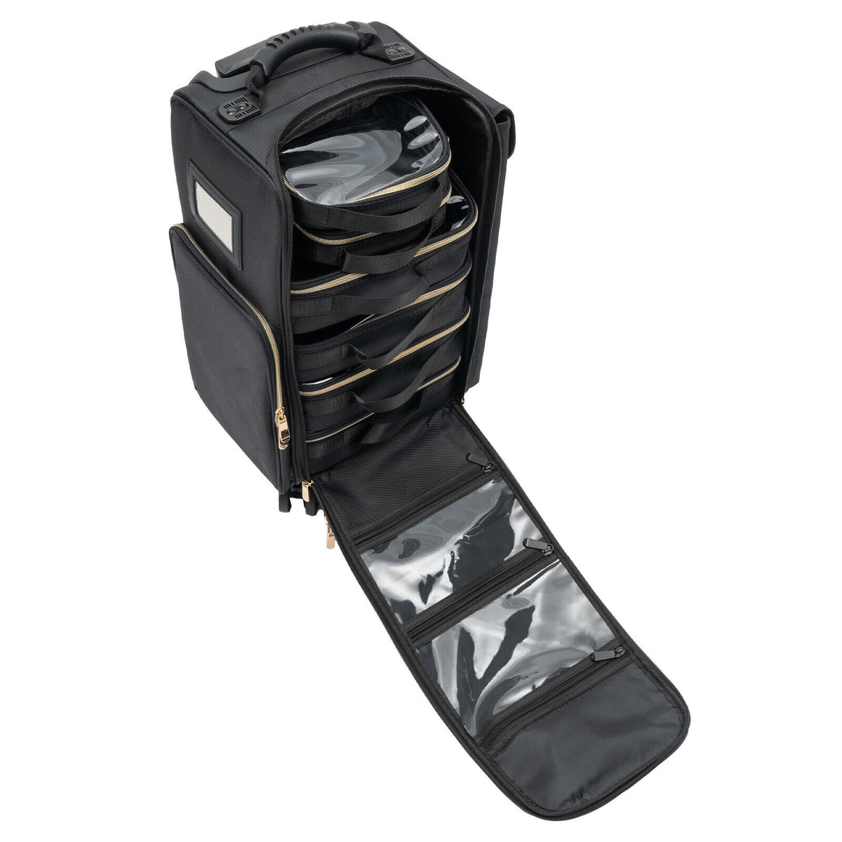 Professional Rolling Makeup Case with 6 Cosmetic Bags - Travel Storage Organizer