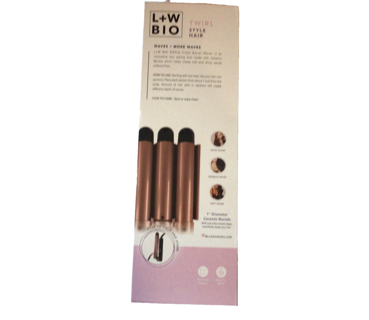 Luxe Willow Triple Barrel Waver Curling Iron 1 Inch Ceramic Barrels