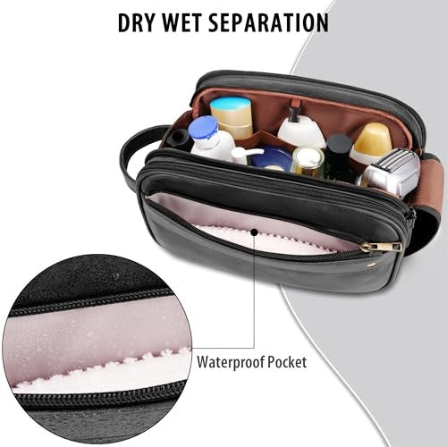 Large Water-Resistant Hanging Toiletry Bag for Travel with Organizer & Leak-Proof Bottles