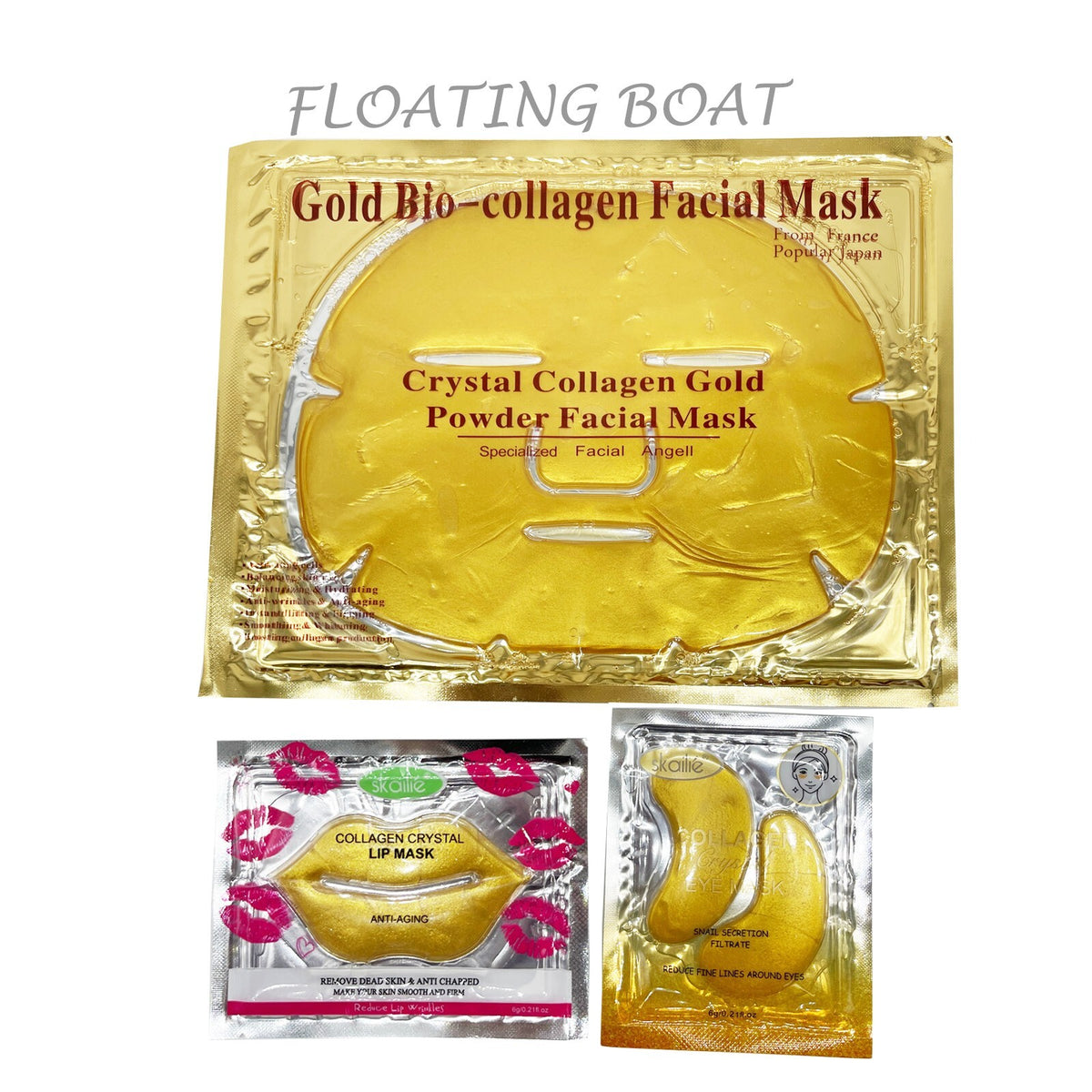 Gold Collagen Facial Mask Set - 15 Pieces (Face, Eye & Lip)