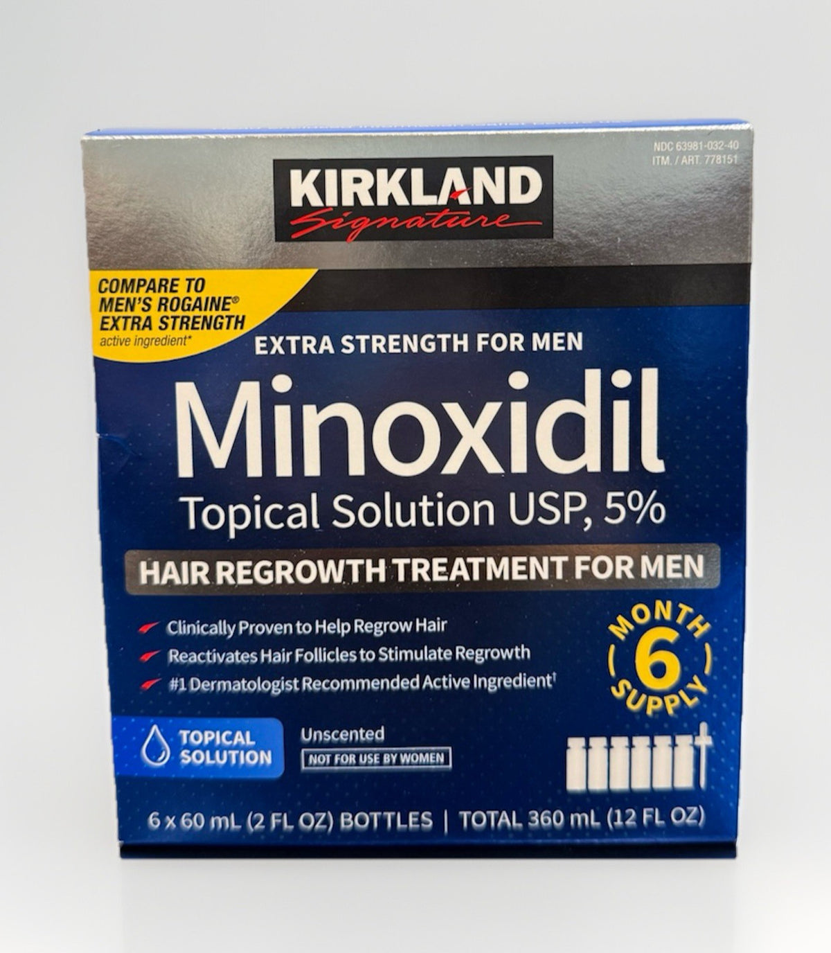 Minoxidil 5% Extra Strength Hair Regrowth Treatment for Men – 6-Month Supply