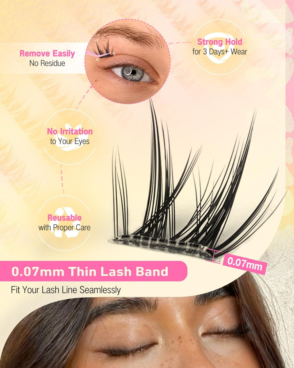 Self Adhesive Eyelash Clusters Natural Look Wispy Lash Extensions Black