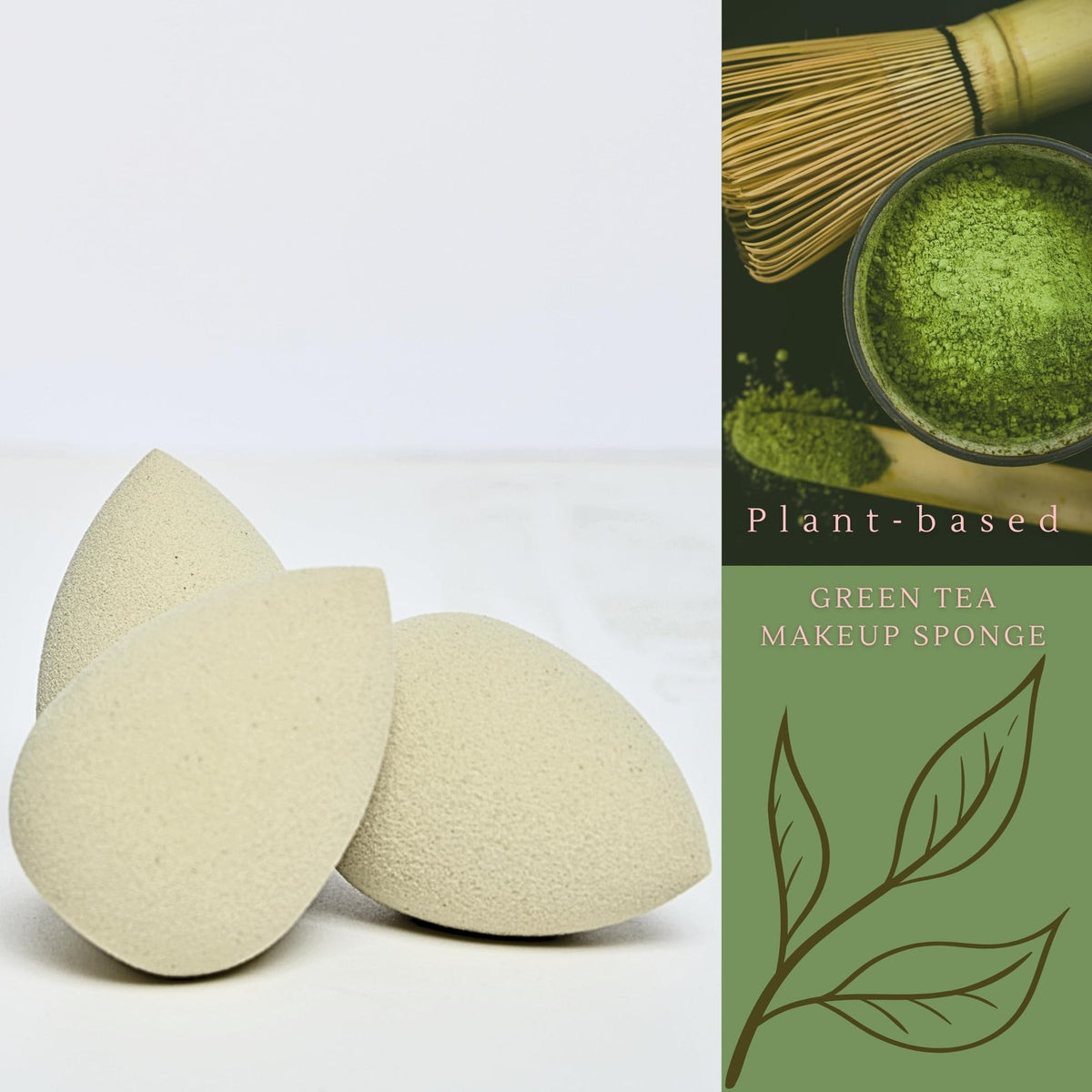 Eco-Friendly Green Tea Makeup Sponge - Soft Biodegradable Beauty Tool