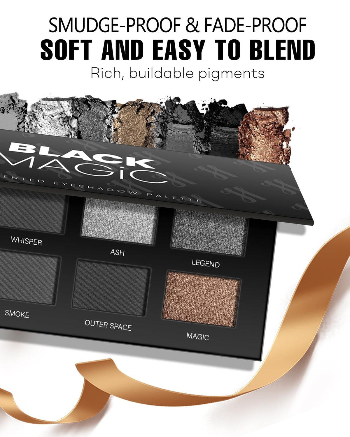 Black Smoky Eye Shadow Palette - 9 Matte and Shimmer Shades for Bold Looks