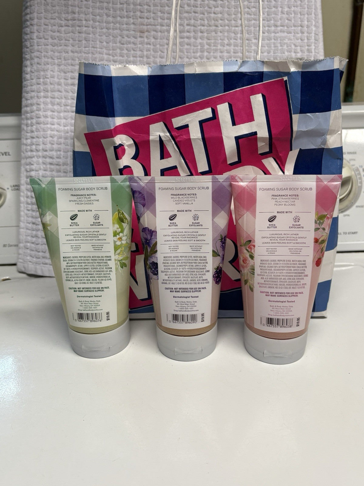 Bath & Body Works Gingham Sugar Scrubs: Fresh, Vibrant, Gorgeous, Set