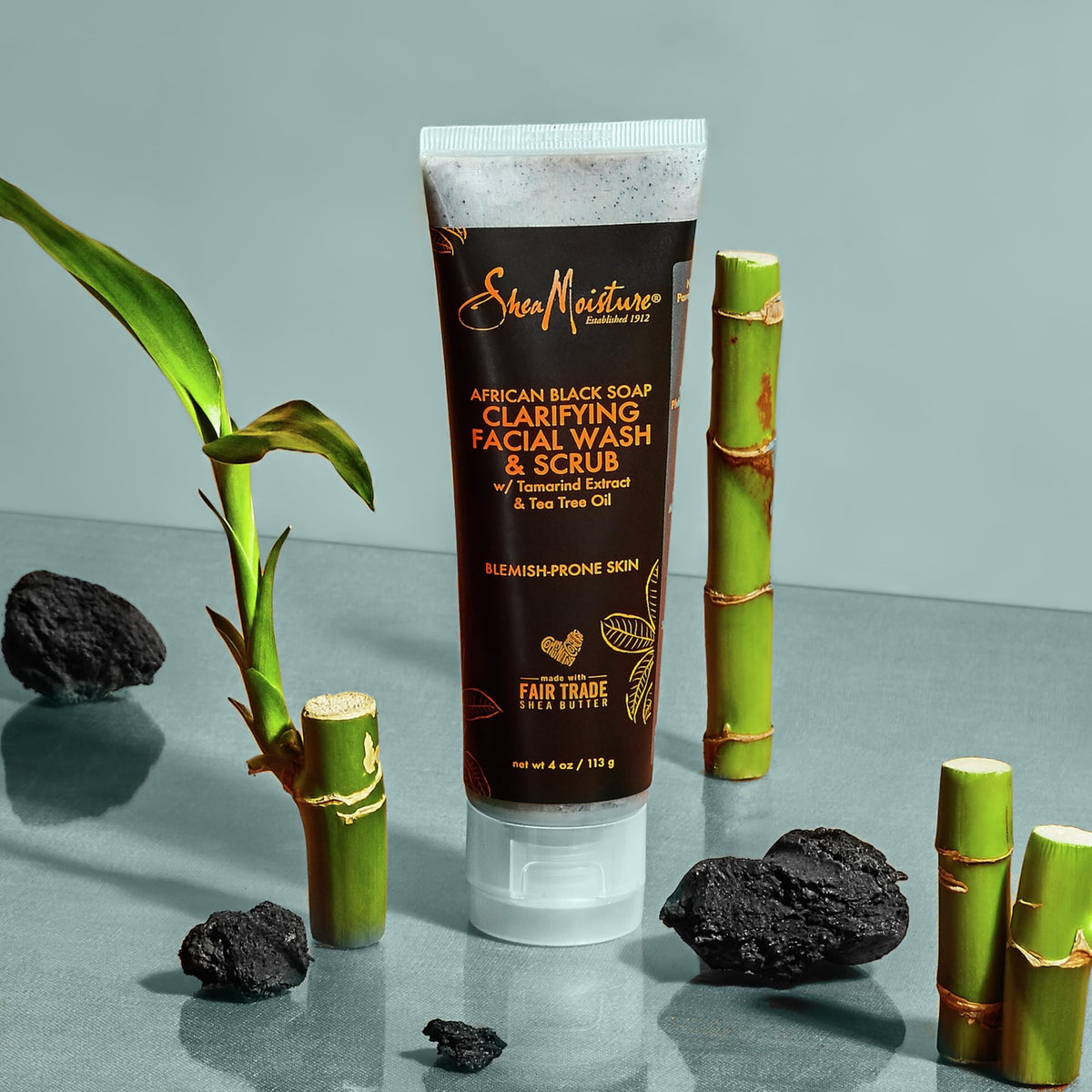 SheaMoisture Facial Wash and Scrub African Black 4 Fl Oz (Pack of 1),