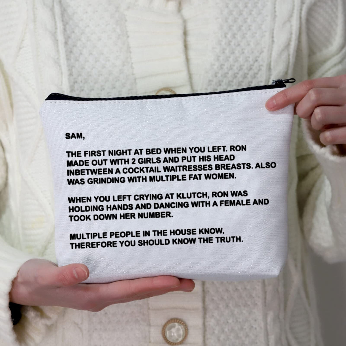 TV Series Inspired Makeup Bag - The Note to Sam Cosmetic Pouch, The Letter Gift