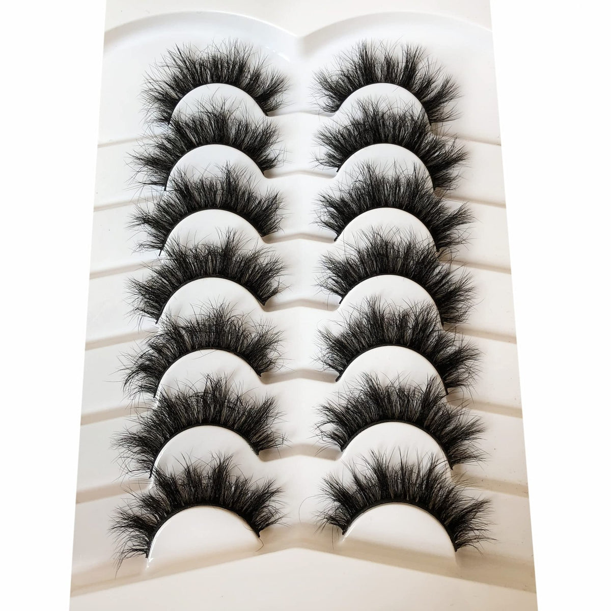 False Eyelashes 8D Faux Mink Wispy Volume 7 Pairs - Black, Handmade, Cruelty-Free
