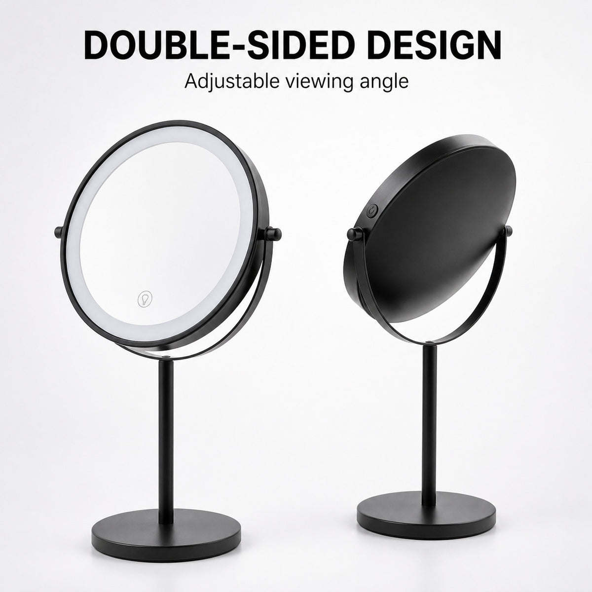 8-Inch LED Makeup Mirror with 3 Light Modes, Dimmable, Double-Sided
