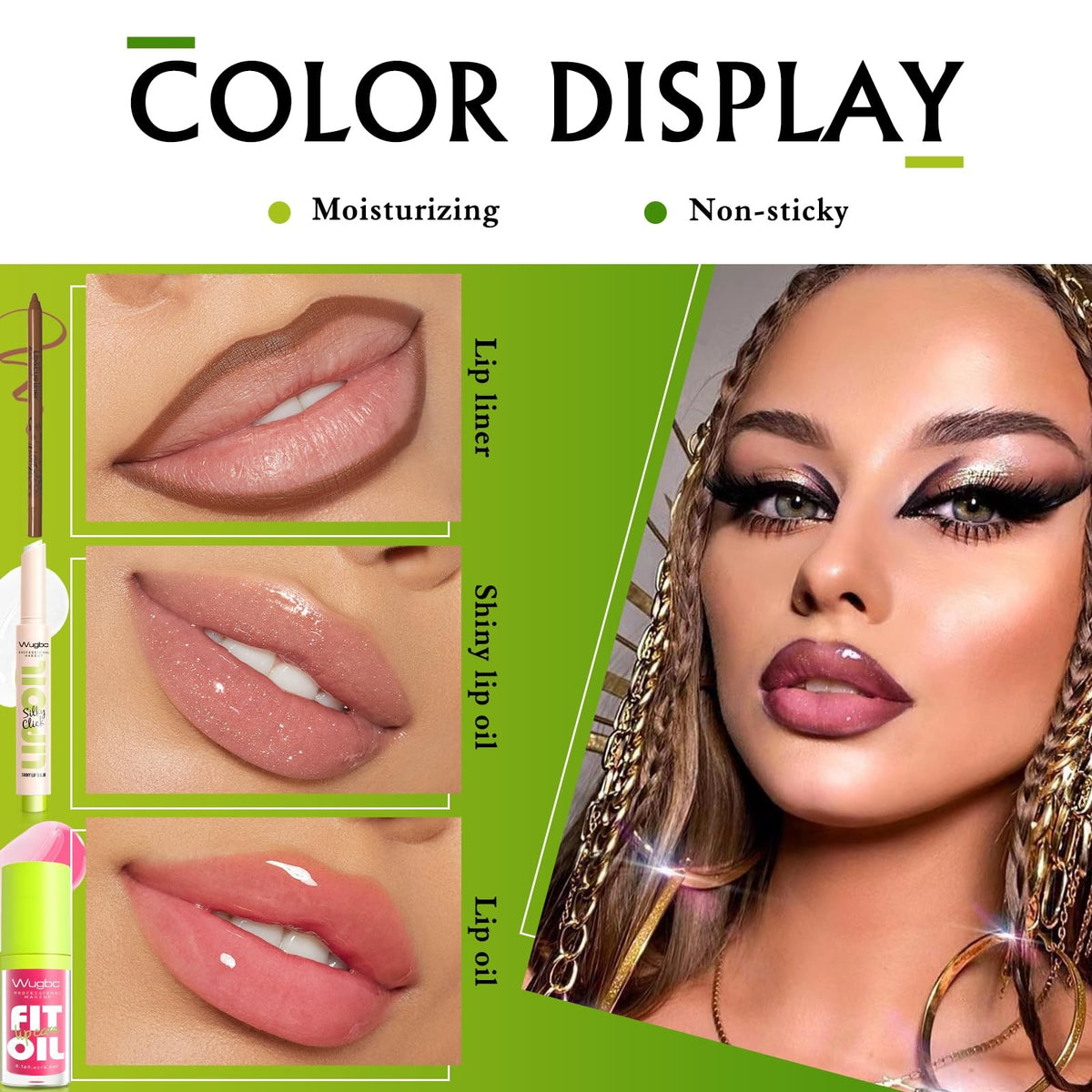 Lip Makeup Set with Lip Liner & Hydrating Lip Gloss Oil - 3 Pieces