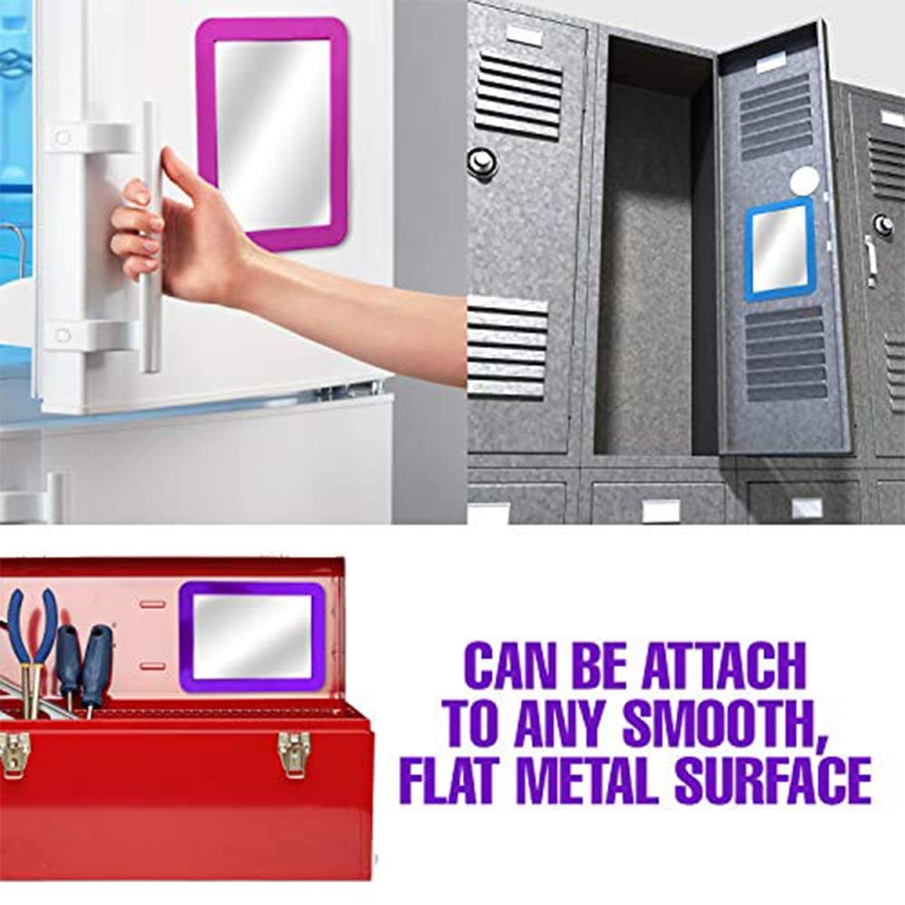 Magnetic Locker Mirror 5x7 Real Glass Navy Frame Portable Makeup & Grooming