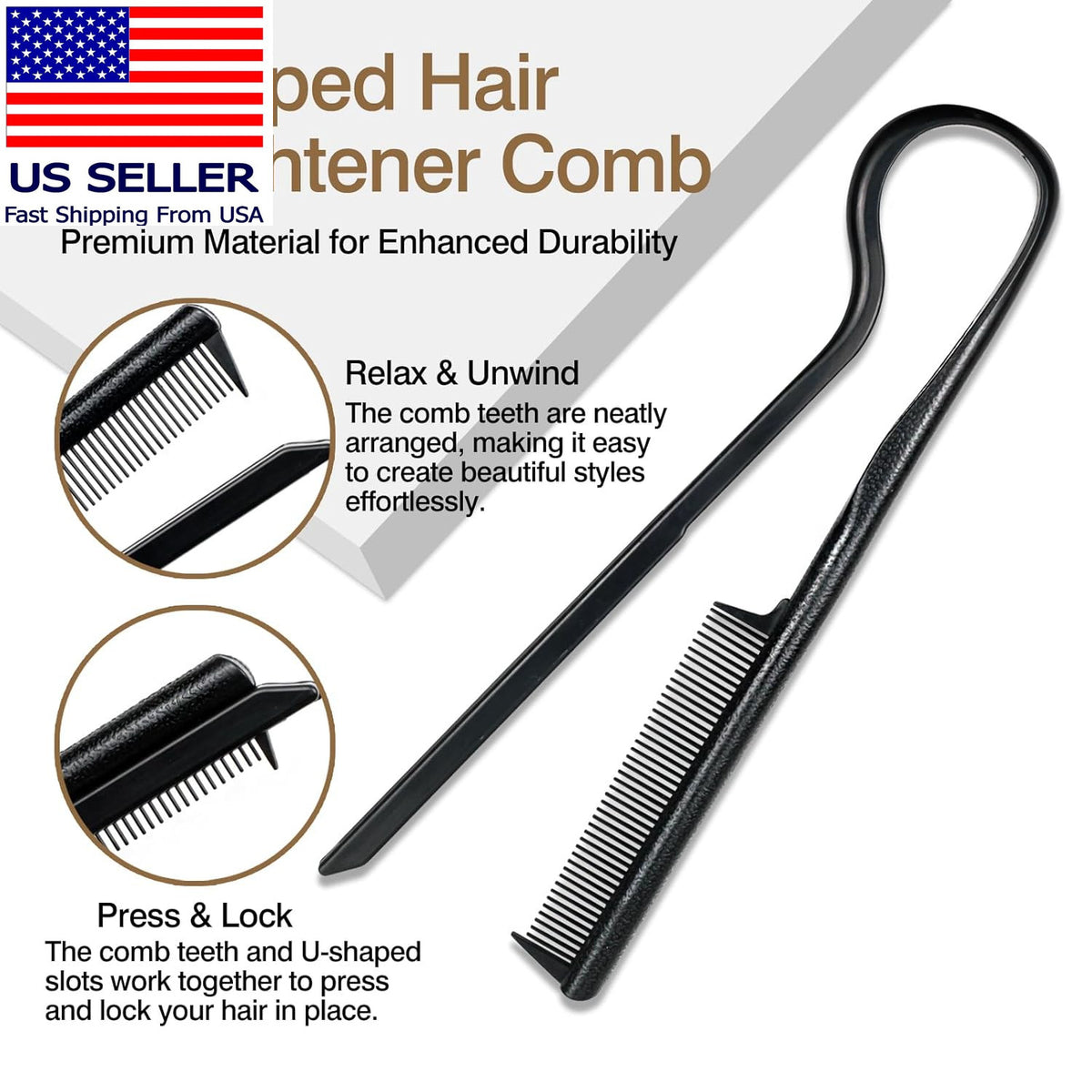 V-Shaped Portable Wheat Straw Hair Straightener Comb for Styling & Detangling