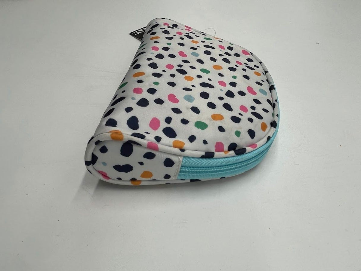 Women's Travel Cosmetic Bag with Multicolor Dot Print, 7-inch Toiletry Organizer