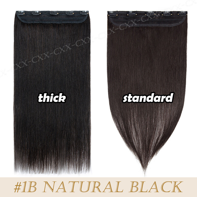 Thick Clip-In Human Hair Extensions Full Head 100% Remy Hair, Natural Black