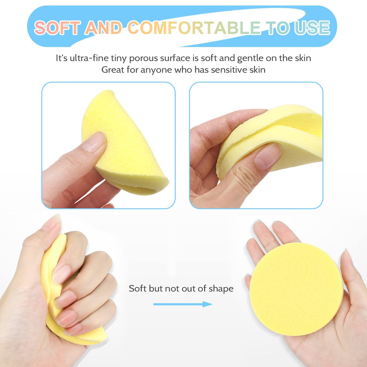 120 Pack Facial Cleansing Sponges - Reusable PVA Makeup Removal Pads