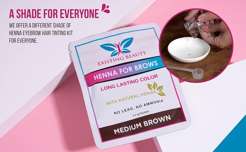 Medium Brown Eyebrow Henna Tint Kit for Natural, Long-Lasting Color